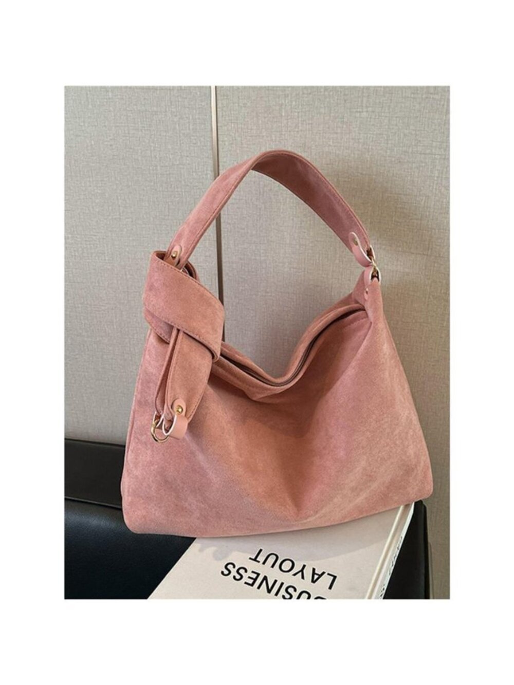 Suede Hobo Shoulder Bag